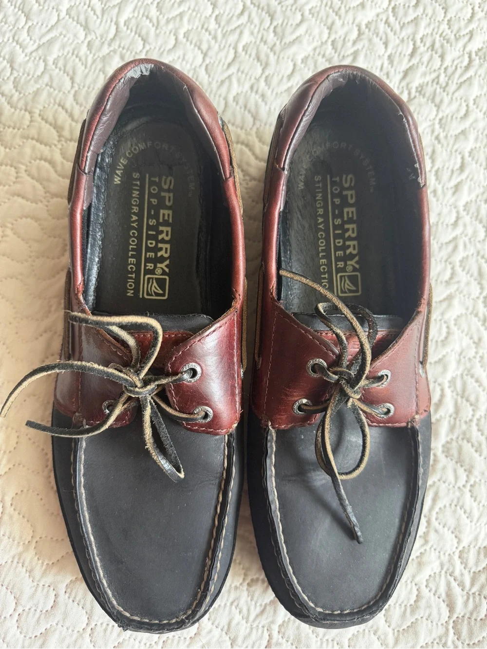 Sperry To-Sider Stingray Collection Men’s Black Brown Leather Boat Shoes Size 11